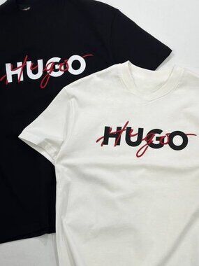 Modern Cursive Lettering Graphic Tee - Casual Minimalist Logo Style Cotton Shirt